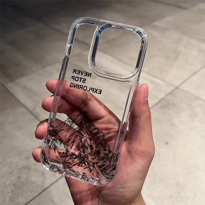 Apple Iphone 15 Pro Max - Never Exploring Mountain Line Art Handyhülle