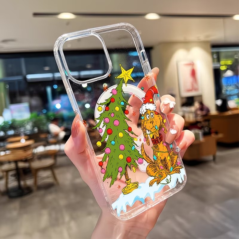 Apple Iphone 15 Pro Max - Transparente Handyhülle mit Welpen-Weihnachtsthema für iPhone